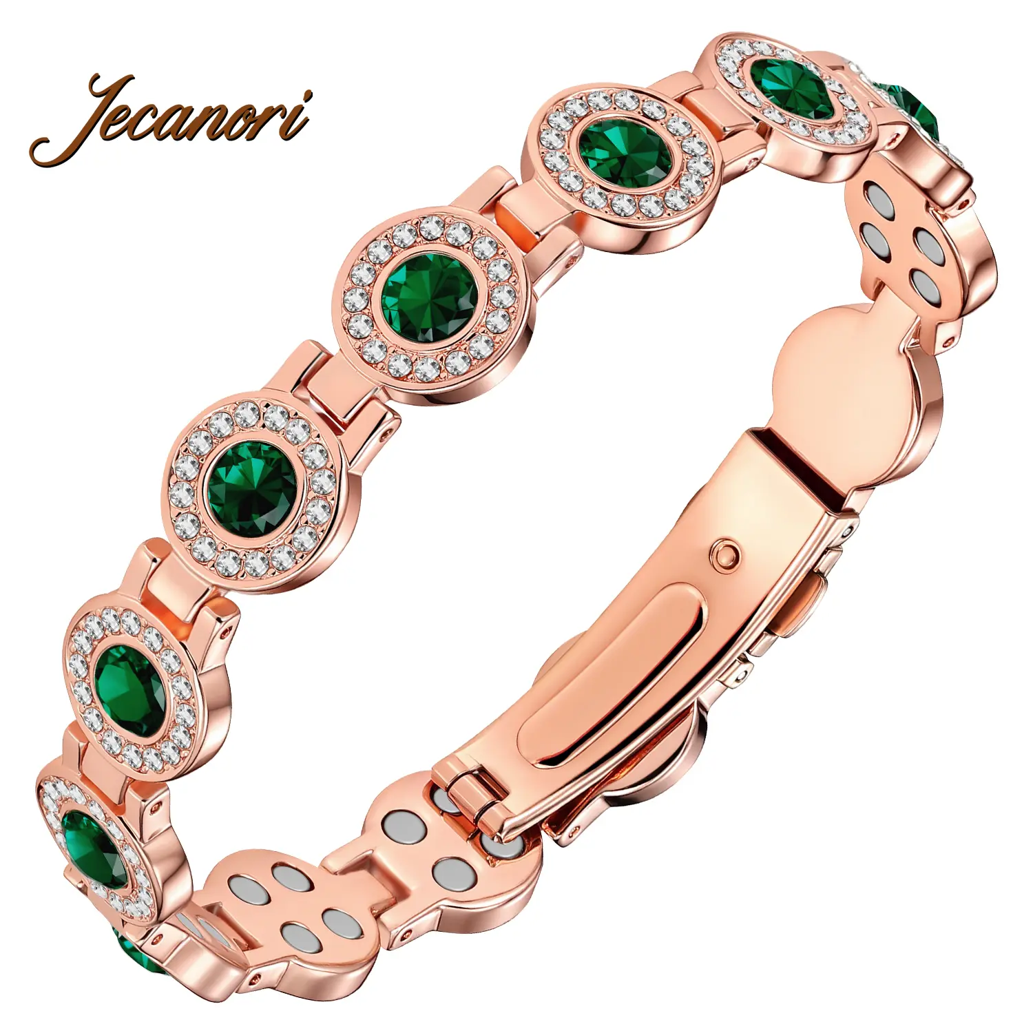 Jecanori Women's 4X Strength Magnetic Copper Bracelet - Updated 3800 Gauss Magnets, Adjustable Length with Secure Clasp, Premium Multi-Facet Crystal Inlays - Jewelry, Accessories for Women, Gifts for Her,summerwins,summeroutfits,vacationoutfits,beachoutfi