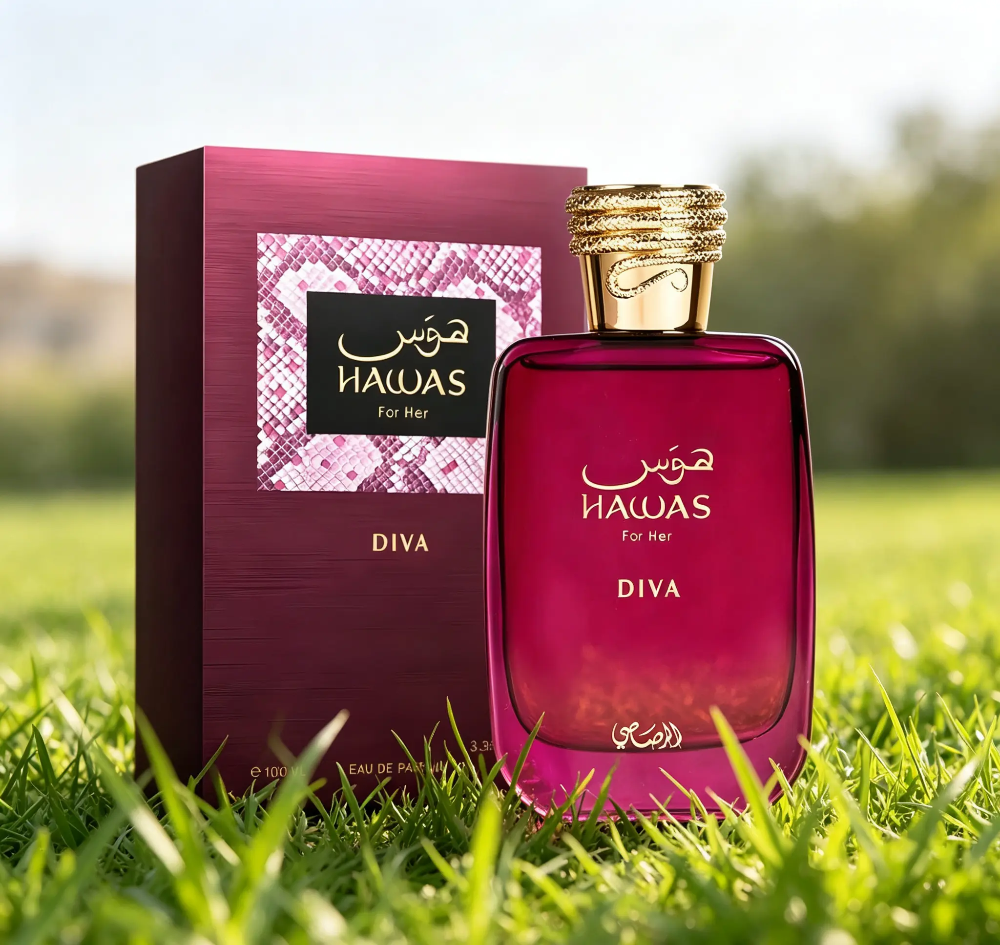 Women's Hawas For Her Diva Eau de Parfum, Long-Lasting Oriental Fruity Floral Scent with Lychee, Rose & Vanilla Musk Notes, 3.38 fl.oz/100ml