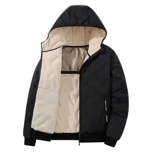 Men's fleece plain color hooded jacket with zipper pockets, thick and warm fabric, men's casual jacket, men's sports jacket, suitable for daily wear during autumn and winter.