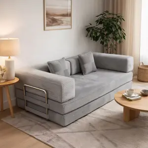 Modern 3-Seater Upholstered Sectional M 2026 Boneless Sofa Bed - Convertible Sleeper with Pillow, Fixed Frame, Fold-Out Floor Lounge for Small Living Room, Comfy Modern Sofa, Modern Sofas