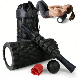 5-In-1 Foam Roller Set for Deep Tissue Muscle Massage, High Density Fitness Exercise Foam Roller, Massager Rollers & Balls, Resistance Bands, Muscle Roller Stick