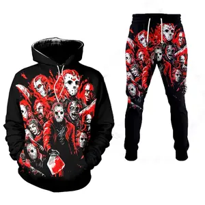 Horror 3D Printed Hoodie Joggers Sets, Gifts for Horror Movie Fan, Activewear Tracksuit – Performance Hoodie + Joggers
