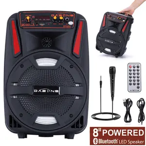 Portable Bluetooth Speaker 8" Subwoofer PowerFul Sound Audio Rechargeable Party FM Speaker With Micophone Remote Control LED Lighting