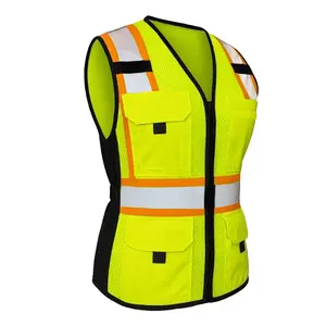 FX SAFETY - HiVis Safety Vest for Women - High Visibility Reflective Strips Meets ANSI & OSHA Standards with 9 Pockets & Mic Holders
