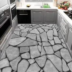 Stone Pattern Kitchen Runner Rug, Non-slip Kitchen Mat, Stain-resistant Kitchen Rug, Decorative Carpet for Home Kitchen Living Room
