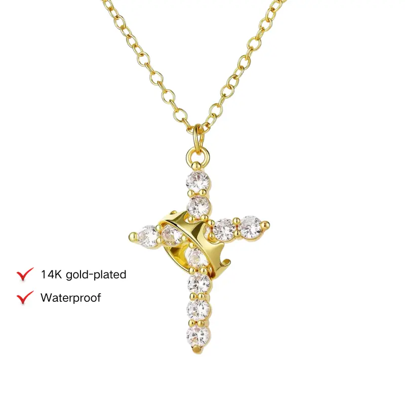 Crown Cross Necklaces for Women, Elegant Faith-Based Tarnish Proof Jewelry, Christian Religious Gift for Special Occasions, Non Tarnish Jewelry, Accessories, Faith Necklace, Exquisite Jewelry Gift