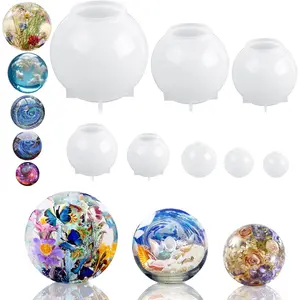 Sphere Resin Molds, 8 PCS Sphere Silicone Mold, Upgraded 3D Seamless Epoxy Molds, Large Ball Shape Flower Resin Mold for Home Decor, Flowers Preservation