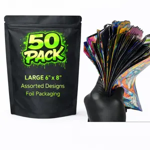 50 Pack Large 6” x 8” Assorted Designs Foil Packaging