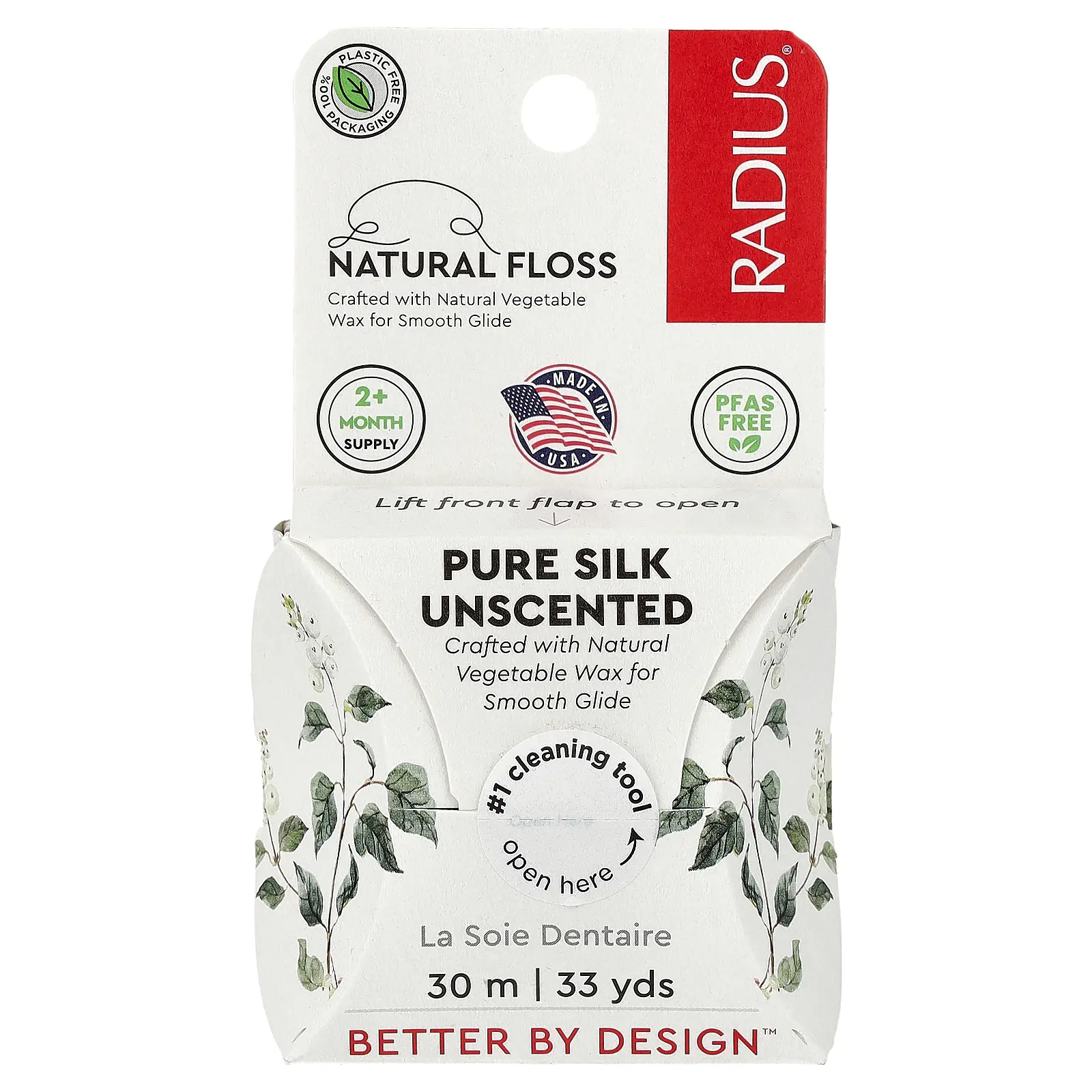 RADIUS Natural Floss, Pure Silk, Unscented, 33 yds (30 m) RADIUS Natural Floss, Pure Silk, Unscented, 33 yds (30 m)