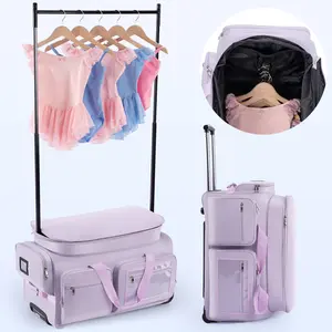 Dance Bag with Garment Rack, Purple 28" Dance Competition Must Haves Competition Dance Bag with Rack, Costumes Rolling Garment Bags For Travel Collapsible Suitcase for Dancers Performers