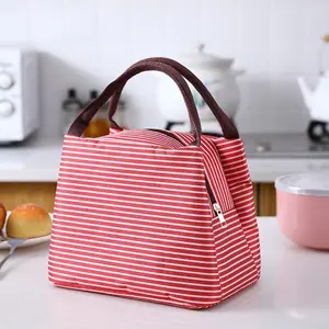 Striped Pattern Bento Bag, Portable Lunch Bag, 1 Count Waterproof Lunch Bag with Handle, Insulated for Women & Men, Lunch Box Bag for Work, School, Travel, Picnic