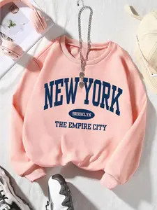 Girl's Letter Print Drop Shoulder Sweatshirt, Casual Long Sleeve Round Neck Pullover for Spring & Fall, Kids Clothes for Daily Wear, Fall Sweatshirt, Fall Outfits 2024, Casual Cozy Sweatshirt, Cute Sweatshirt