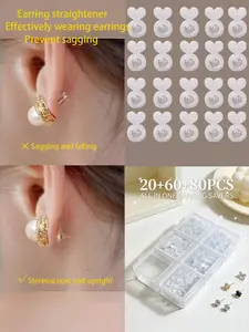 160pcs Silicone Ear Plugs Accessories, Transparent Gift Box, Portable Travel Case, Invisible Support Pad for Earrings, Jewelry Lifter