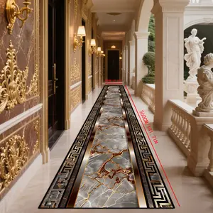 Luxury Crystal Velvet Rug with Marble Pattern, Home Decorative Rug, Large Area Runner Carpet for Hallway, Villa Corridor, Outdoor Patio, Camping Picnic