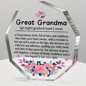 Grandma Puzzle Piece Centerpiece, Decorative Acrylic Sign with Love From Grandkids, Best Gift for Grandma Grandmother Mom, Novelty Desk Decor