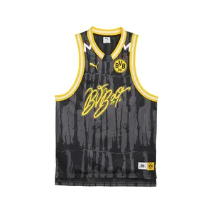 PUMA Mens Hoops X Borussia Dortmund Crew Neck Sleeveless Replica Jersey Casual - Black