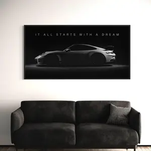 [Sale off up to 50%] [Free ship] [No Frame] Motivational Poster Wall Art Print | It All Starts With a Dream Quote Sports Car | Home & Office Decor