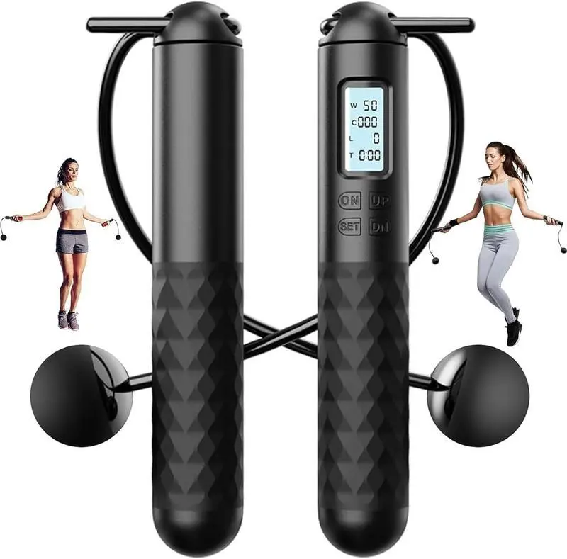 Smart Cordless Jump Rope with Digital Counter, Adjustable Weighted Silicone Handles for Kids & Adults, Home & Gym Workout Equipment, Gym Stuff, Home Workout Gear, Cordless Skipping Ropes, Jump Rope Fitness