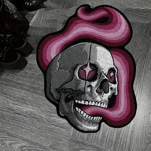 Gothic Skull Bath Mat Plush Rug, Bathroom Mats, Halloween Horror Style Carpet, Comfortable Bathroom Bedroom Floor Mat, Soft Bathroom Mat