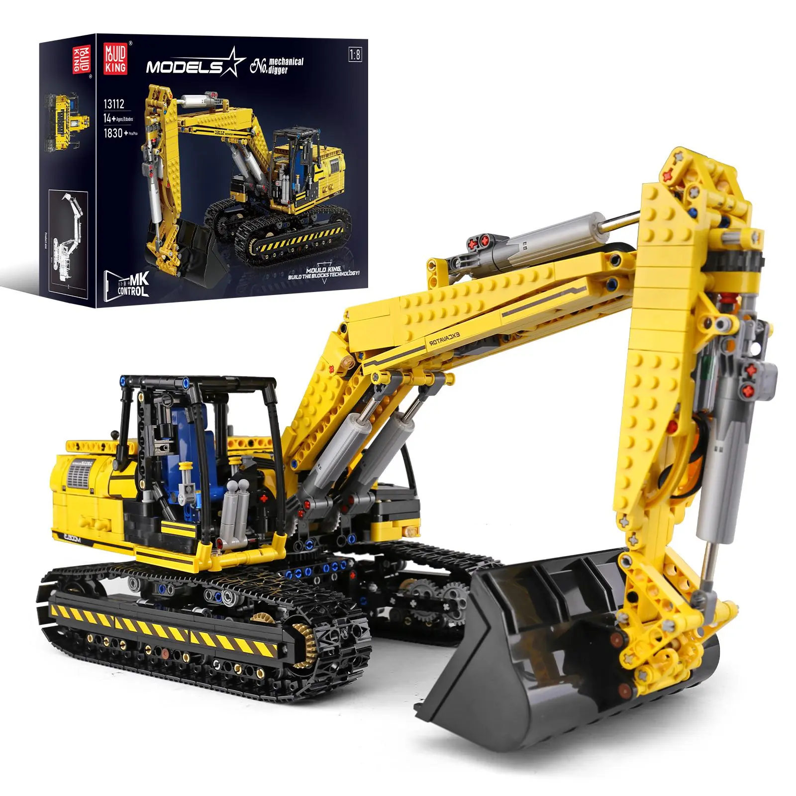 Mould King 13112 Excavator Remote Control Truck Vehicles Car Building Block Kid Adult Engineering Toy 1830 Pcs Mechanical Digger
