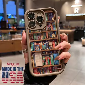Case for iPhone 16 Pro Max 15 Plus 16E 14 13 12 11 XS XR Cartoon Bookshelf Advanced fashion gift Drop Protection Shockproof Soft Silicone smartphone Cover