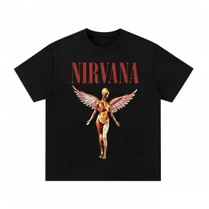 Anatomical Angel Graphic Tee - Vintage Band Merch, Classic Rock Crew Neck Cotton Sports Top