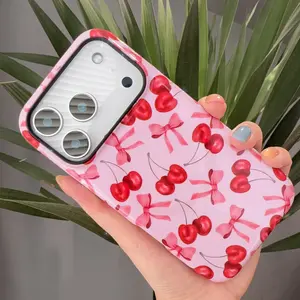 for iPhone 17 16 15 14 13 Magnetic Phone case - Protective Cover for Apple Phones 17 Air,  Cherry & Bow Design Case [Applicable to Magsafe] Cellphone Smartphone Protection Casing