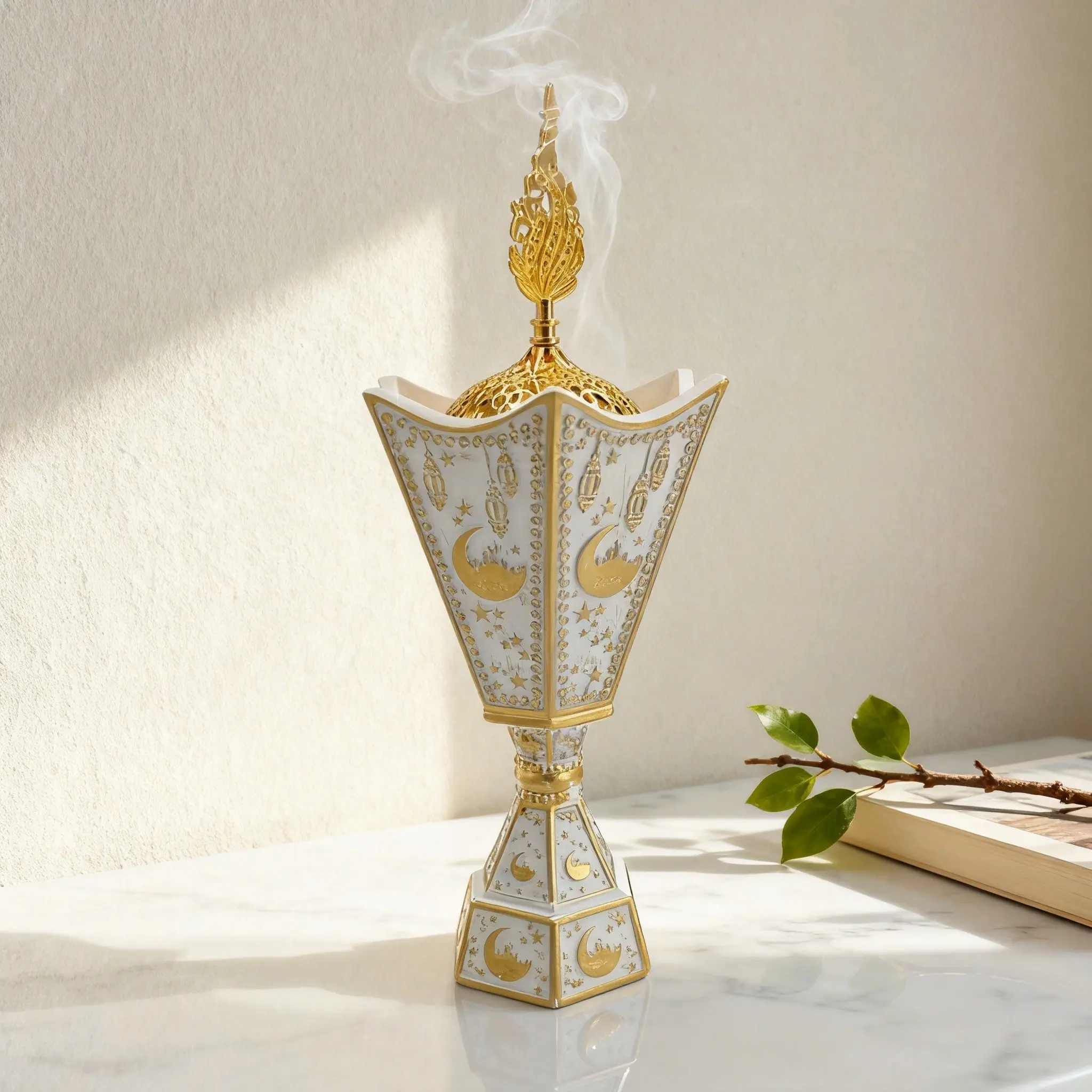 Arabic Style Crescent Moon Resin Incense Burner, Incense Holders, Bakhoorburner, Scented Home Aromatherapy Decor, Home Fragrance Decor, Festival Gift, 1pc, Perfect for Ramadan