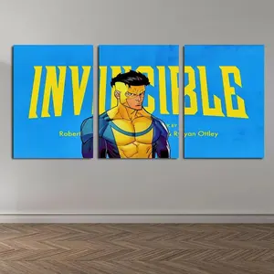 Set of 3 Invincible War Themed Canvas Poster Mark's Universe Variant Art Wall Decor Comic Style Gift for Teens Living Room Bedroom Dorm framed Waterproof Moisture-Proof Desig