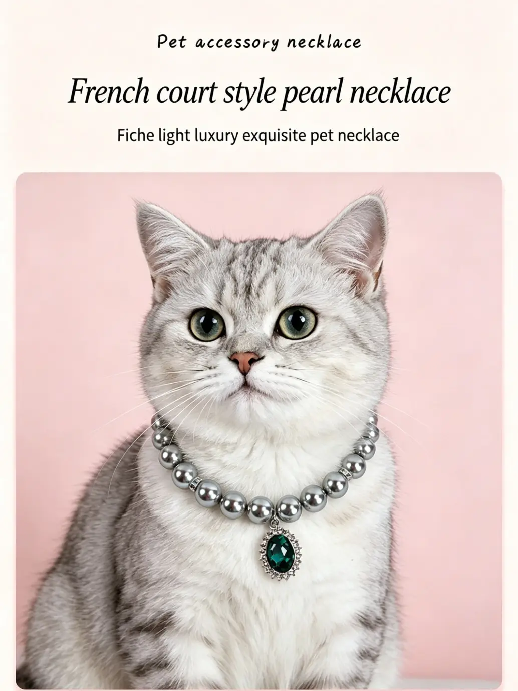 Elegant Vintage Pearl Pet Collar - Fancy Adjustable Lightweight Neck Accessory for Kittens/Pups, Cats & Small Dogs, Ideal for Photos & Daily Dress-Up Decor, Daily Wear