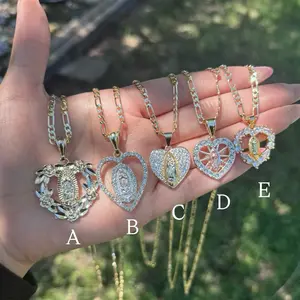 Corazon Our Lady of Guadalupe Gold Plated Necklace