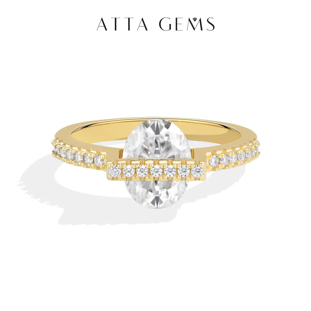 ATTAGEMS Unique Design 2CT Oval Cut Lab-Created Moissanite Ring for Women 925 Sterling Silver Ring Party Holiday Gift Fashionable Statement Anniversary Fine Jewelry R417 summerwins