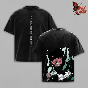 Rock Lee - Naruto Anime Double Printed Vintage Washed Tee Unisex Oversize Anime Manga Washed Heavyweight Cotton T-shirt, Gift For Anime Lover shirt