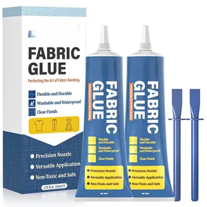 Fabric Glue Permanent, 100ml Extra  Fabric Adhesive, Washable Clear Clothing Glue for Clothes Repairs, Leather, Crafts, Upholstery, Material, Textile, Felt and Badges (2 x 50ml/1.76 oz)