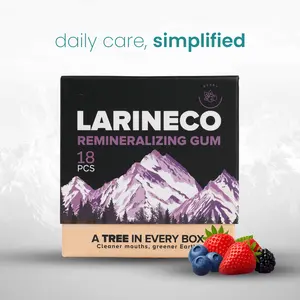 Larineco️ - Berry Remineralizing Gum with Nano Hydroxyapatite & Xylitol – Sugar-Free, Dye-Free, Aspartame-Free – Natural Base – 18 Pieces