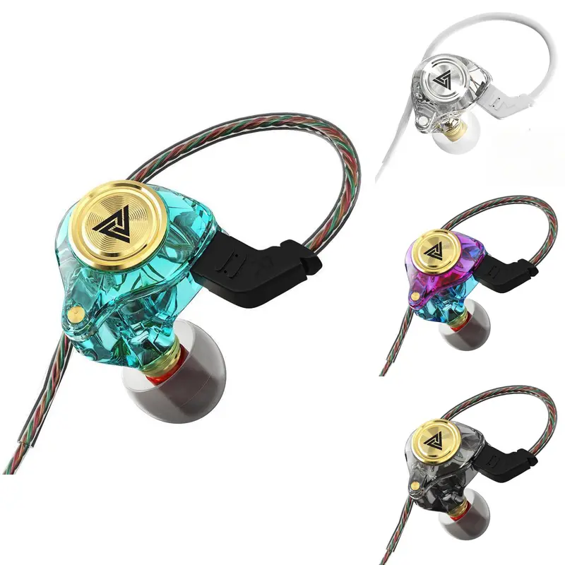 QKZ AK3 Plastic Portable Wired In-Ear Headset with Mic - Hybrid HiFi, Active Noise Cancelling, 3D Stereo, Subwoofer Bass Boosted, Waterproof High Performance Earbuds for Gym, Gaming, 3.5mm Jack/A/V Cable Headphones