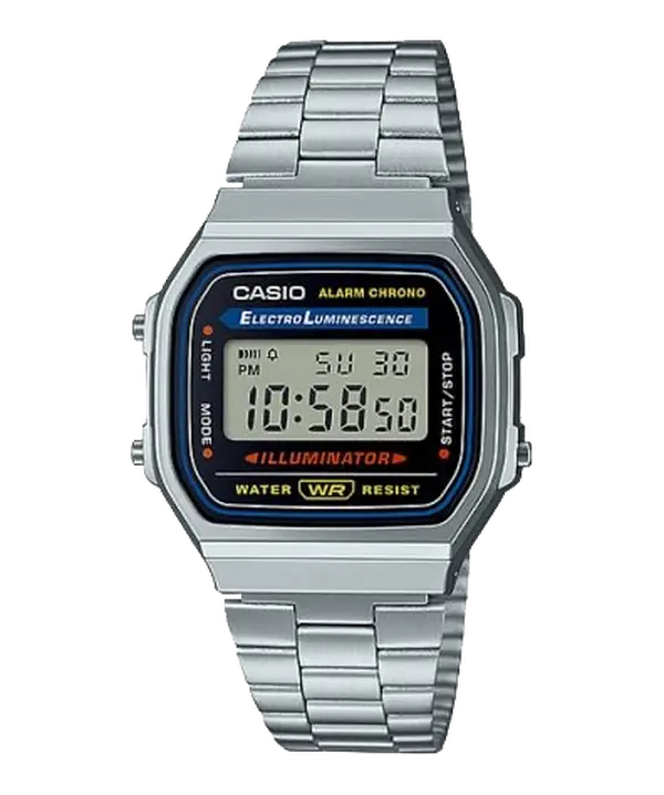 A168W-1 | Vintage Silver and Black Metal Watch | CASIO A168W-1 | Vintage Silver and Black Metal Watch | CASIO