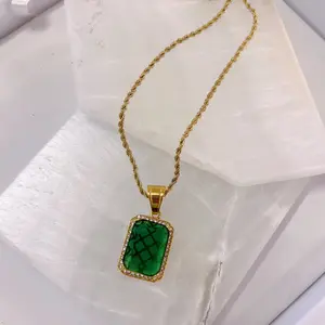 GOLD EMERALD JEWEL MINI necklace