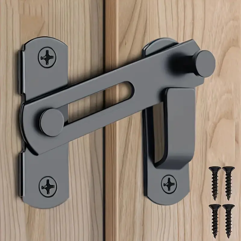 Stainless Steel Barn Door Lock, 180° Flip Slide Latch Lock, Modern Door Lock for Garage, Bathroom, Outdoor, Security Accessories, High Security Locks, Bathroom Privacy Lock, Sliding Door Lock