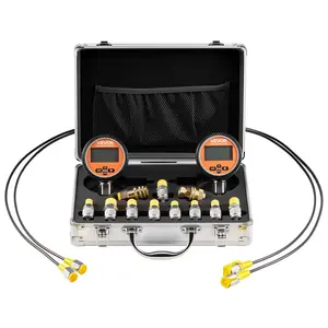 VEVOR Digital Hydraulic Pressure Test Coupling Kit, 10000 PSI Pressure Gauge Manometer Tester with 2 Gauges, 9 Test Couplings, 2 Quick-Release Couplers, 2 Hoses for Excavator Construction Machinery