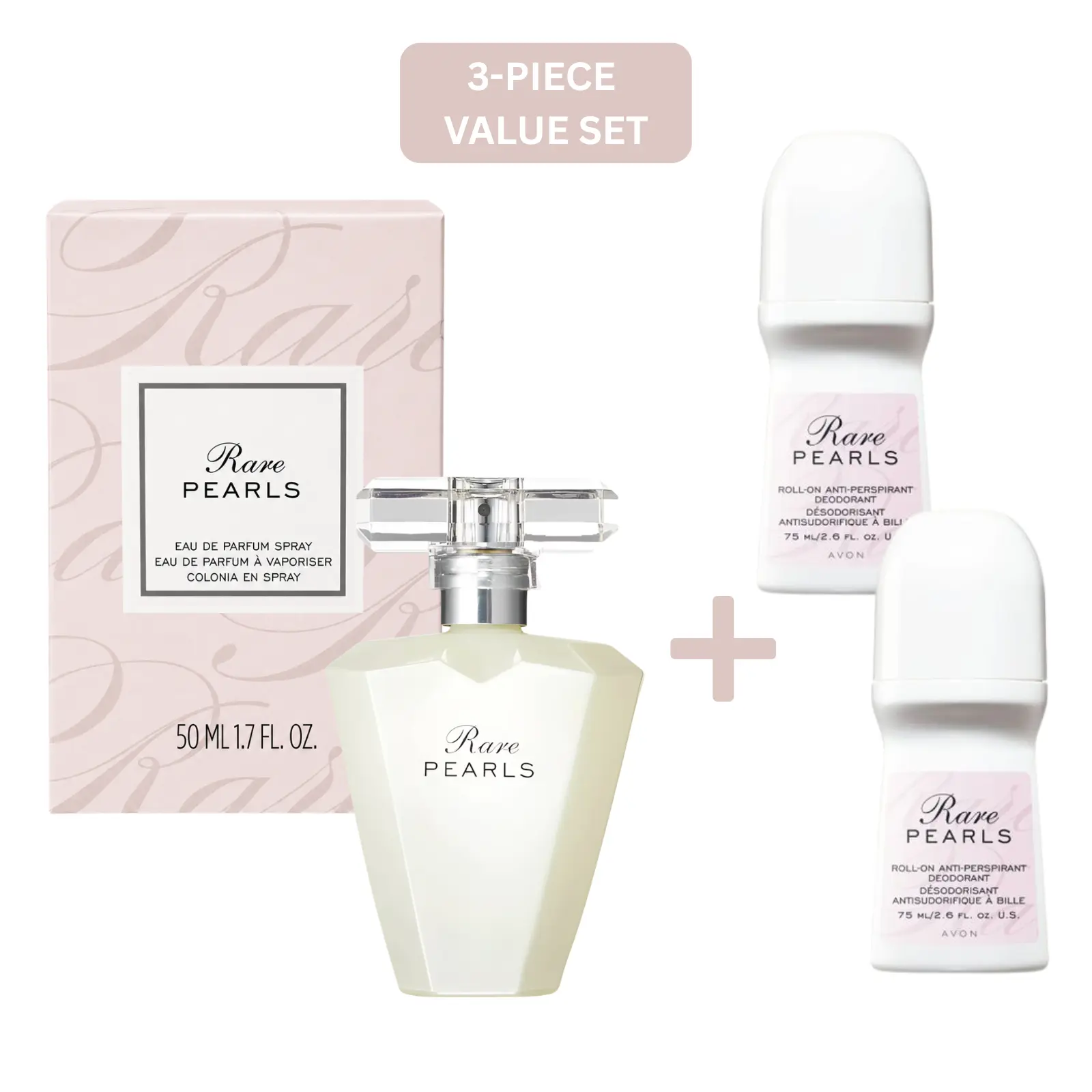 Rare Pearls 3-Piece Value Set – Eau de Parfum 1.7 oz + 2 Roll-On Deodorants Bundle