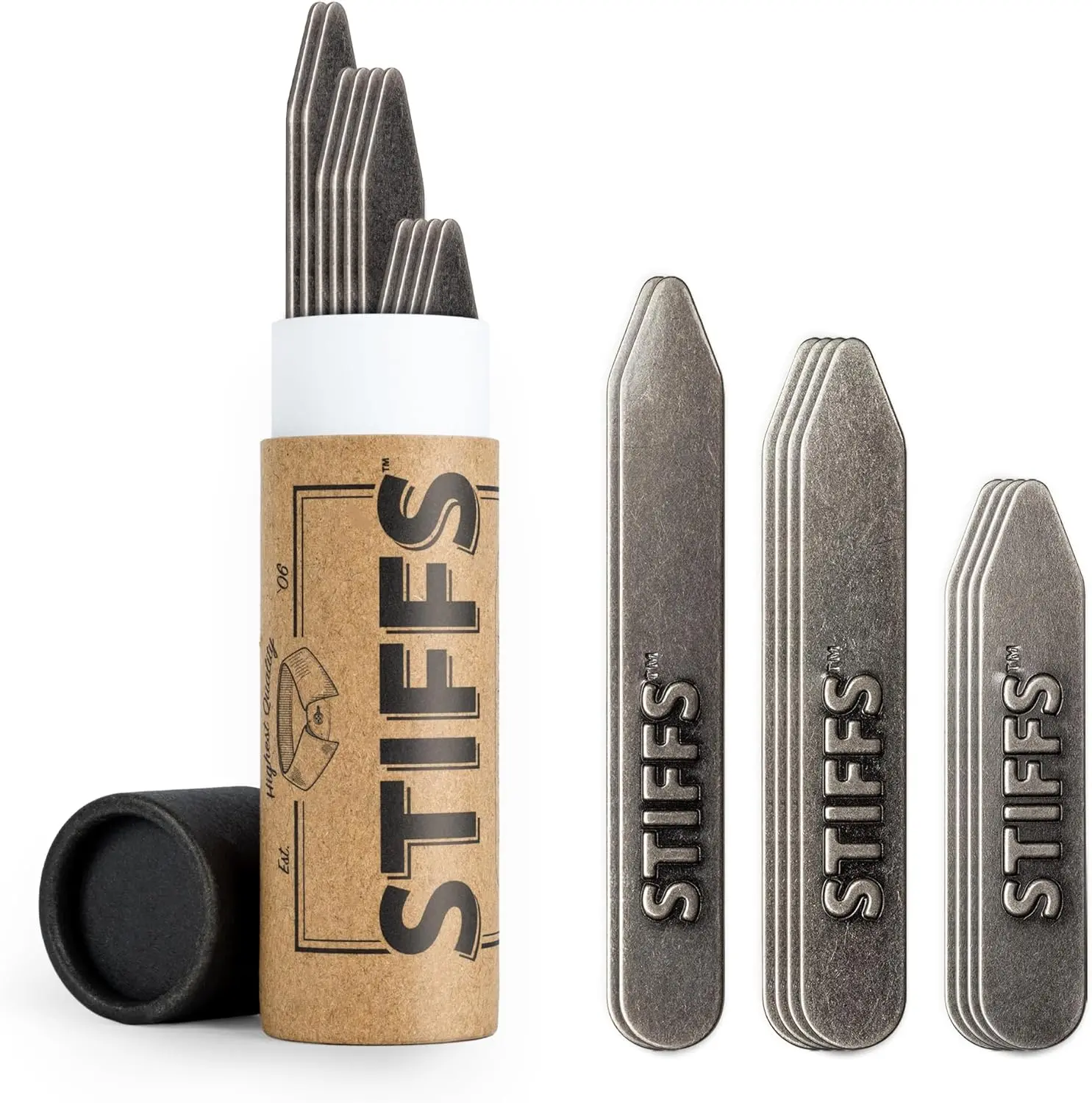 Brass Collar Stays | Non-Magnetic Metal Collar Stays for Men's Dress Shirts | As Seen on Shark Tank | Assorted 5 Pack (2.0, 2.5, & 2.75 Inch)Gift.