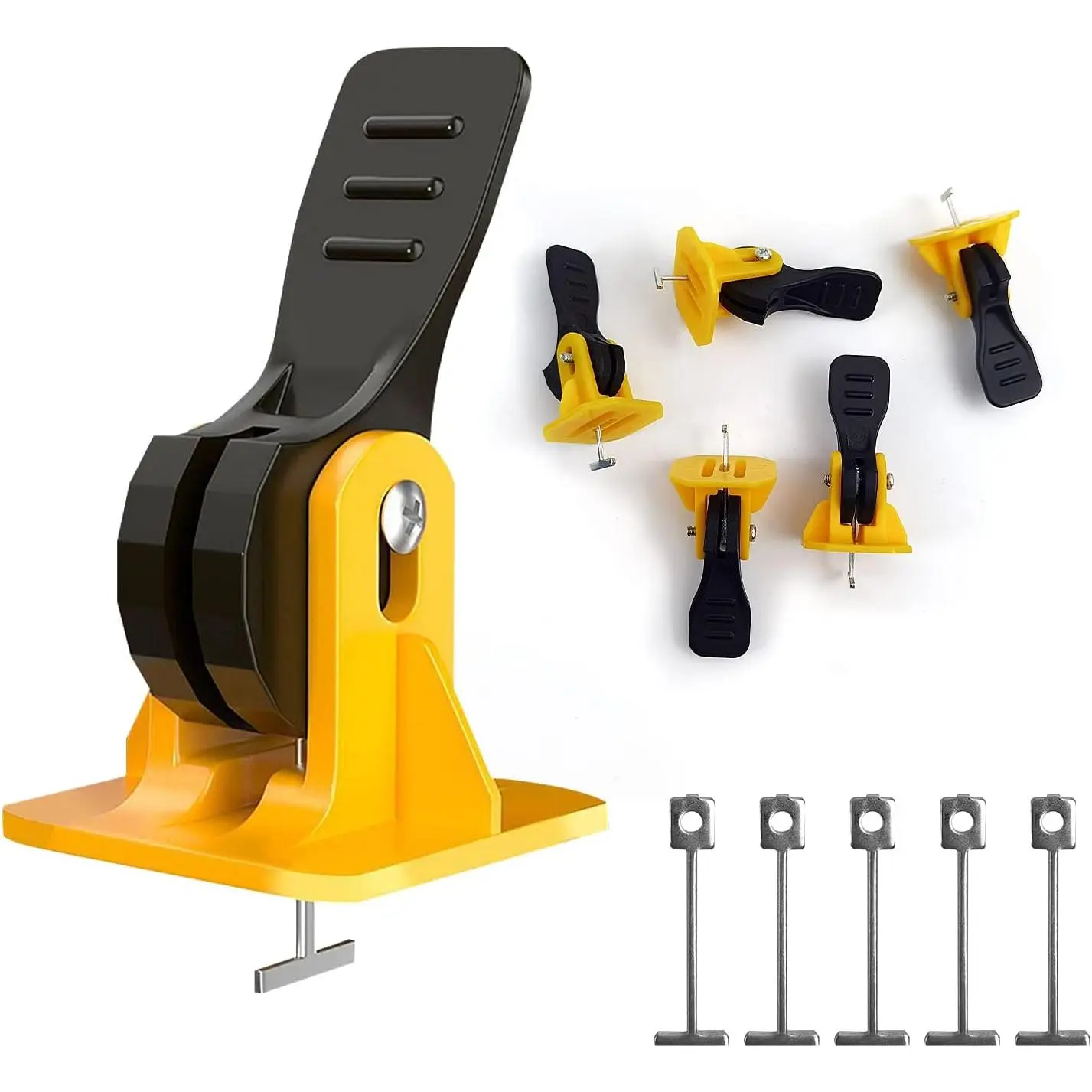 Adjustable Rotatable Steel Wall & Floor Tile Spacers Leveling System Tool Set - Strong and Lightweight, 100 Reusable Spacers, 50 Replaceable T-PINs, Clips, High Efficiency for 8-12mm Thickness Tiles, Sports & Outdoor Protective Gear Accessory