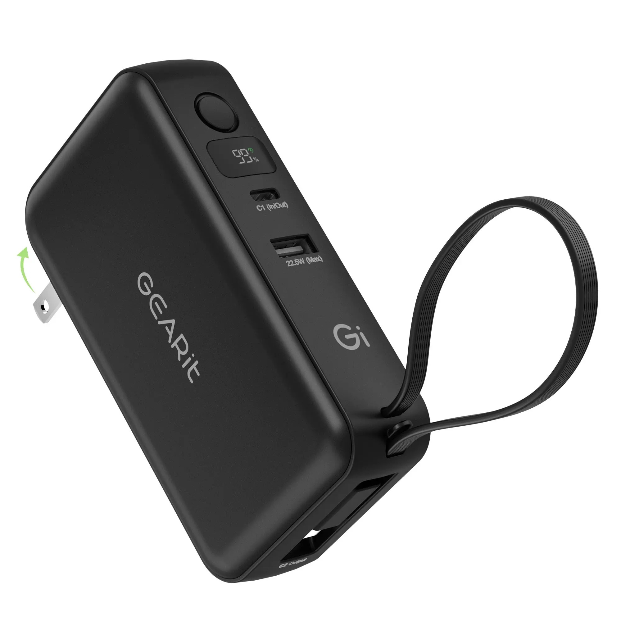 GEARit 3-in-1 65W GaN Charger & 10000mAh Compact Power Bank with Built-in USB-C Cable, Phone Accessories Plug for Fast Charging, Type-C Power Banks GEARit 3-in-1 65W GaN Charger & 10000mAh Compact Power Bank with Built-in USB-C Cable, Phone Accessories Plug for Fast Charging, Type-C Power Banks