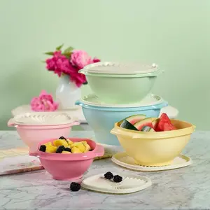 Tupperware Classic Servalier Bowls -  5 pc / 4PC   Available in Multiple Colors - Dishwasher Safe, Stylish Tableware for Everyday Use Grandma Pink