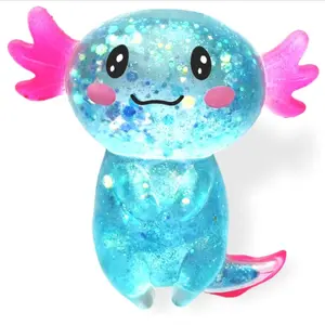 Axolotl Squishy Stress Relief Toy Glitter Fidget Toys Cute Kawaii Squishies Malt Sugar Axolotl Toy Fidget Toys Adults Fidget Toy for Kids Youth Adult, Party Favors Anxiety Relief Squishy Toys