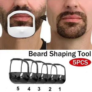 White  Beard Styling Template 5-Piece Clear Grooming Shaper for Men, Heatless Comb and Haircare Tool, Ideal for Facial Hair Trimming and Beard Shaping Gift  un brush