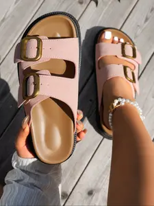 Women's Thick Sole Rubber Sandals, Casual Elegant Design, Comfortable Lightweight, Perfect for Outdoor Vacation, Home Leisure, Footwear