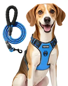 VEVOR Dog Harness for Large Dogs, No Pull Adjustable Dog Vest Pet Harness, with 5ft Leash, Handle, Metal Rings, Buckles, Reflective Stitching 600D Oxford Fabric, for Training, Walking, and Hiking
