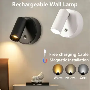 1 piece / 2 pieces of indoor LED spotlights, floor lighting is powered by rechargeable batteries, adjustable brightness image lights, magnetic suction type without drilling for installation, easy to install and dismantle.